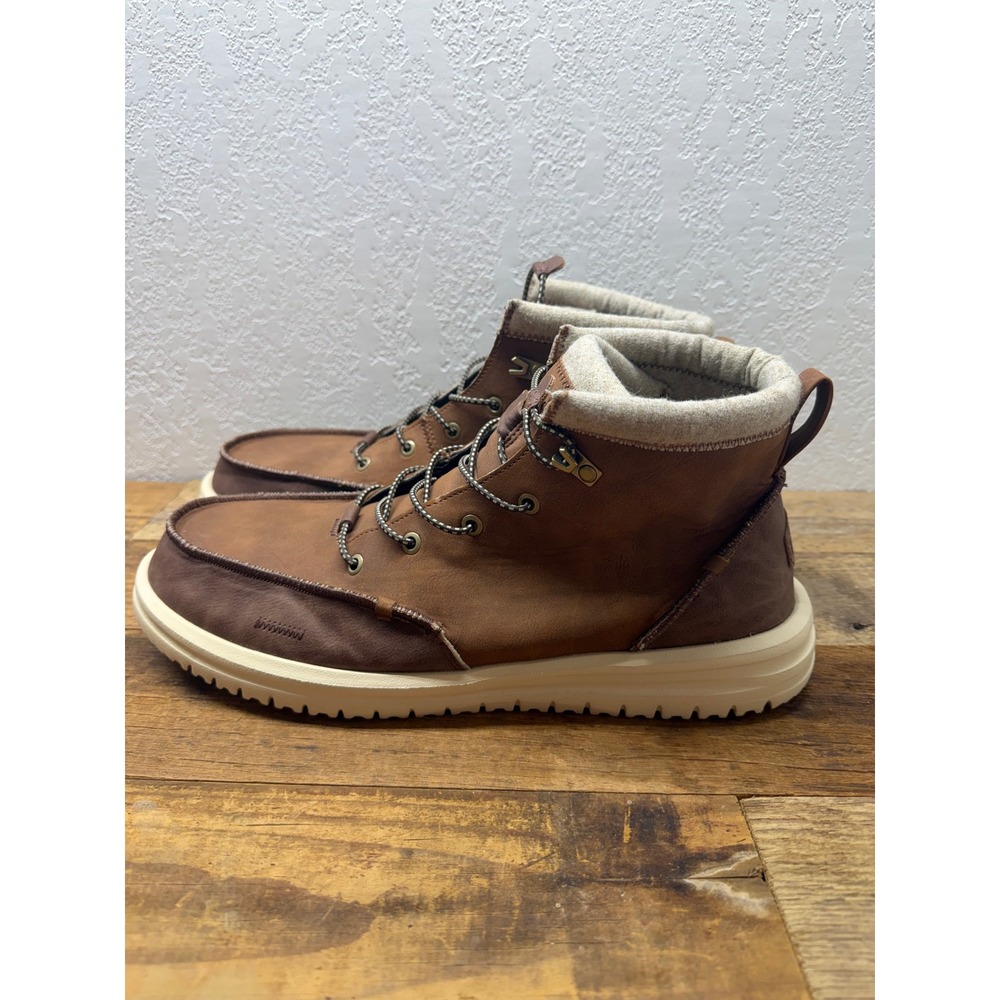 Hey Dude Scott Grip Mens Brown Mid Top Chukka Boots Water Resistant Comfort Sz15